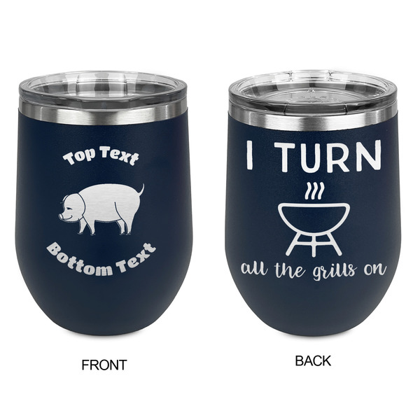 Barbeque Stainless Wine Tumblers - Navy - Double Sided - Approval