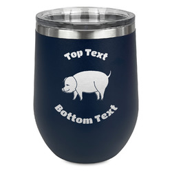 Barbeque Stemless Stainless Steel Wine Tumbler - Navy - Double Sided (Personalized)