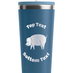 Barbeque RTIC Everyday Tumbler with Straw - 28oz - Steel Blue - Double-Sided (Personalized)