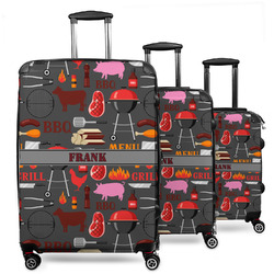 Barbeque 3 Piece Luggage Set - 20" Carry On, 24" Medium Checked, 28" Large Checked (Personalized)