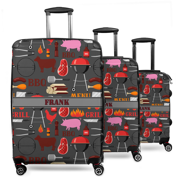 Custom Barbeque 3 Piece Luggage Set - 20" Carry On, 24" Medium Checked, 28" Large Checked (Personalized)