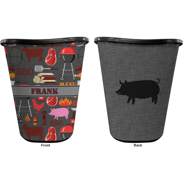 Barbeque Trash Can Black - Front and Back - Apvl