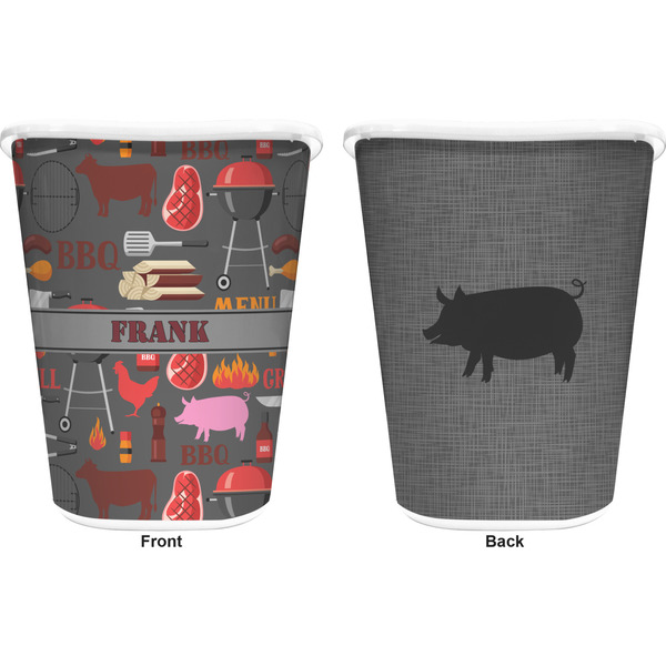 Barbeque Trash Can White - Front and Back - Apvl