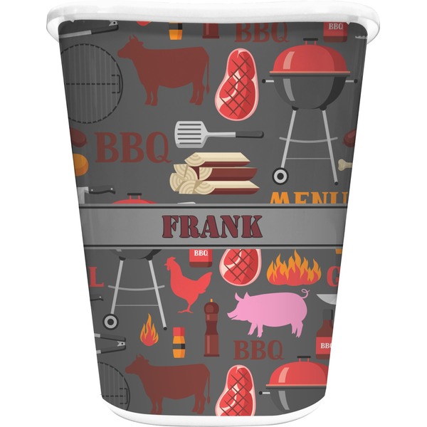 Custom Barbeque Waste Basket - Double Sided (White) (Personalized)