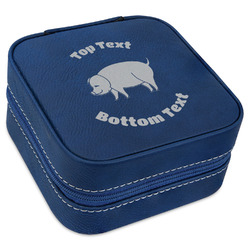 Barbeque Travel Jewelry Box - Navy Blue Leather (Personalized)