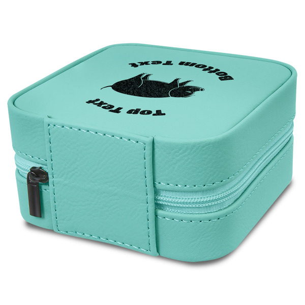 Barbeque Travel Jewelry Boxes - Leather - Teal - View from Rear