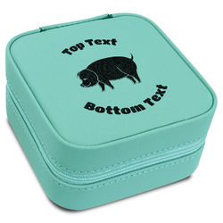 Barbeque Travel Jewelry Box - Teal Leather (Personalized)