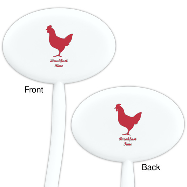 Barbeque White Plastic 7" Stir Stick - Double Sided - Oval - Front & Back
