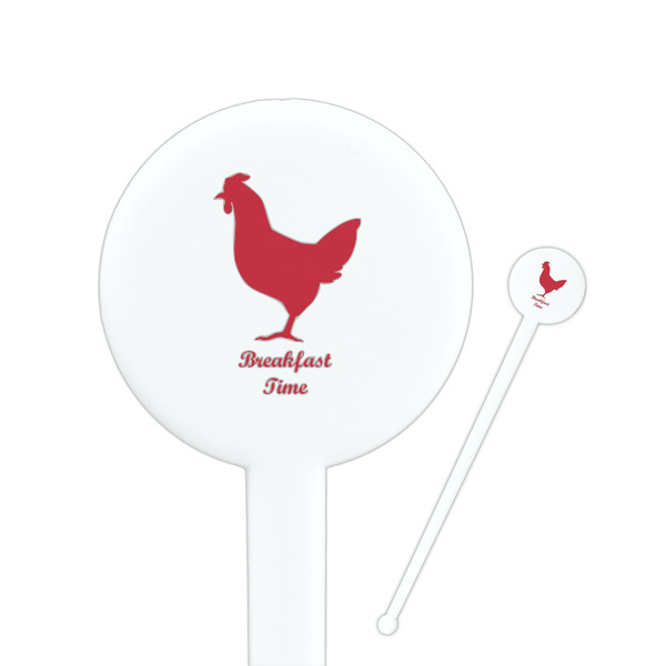 Custom Barbeque 7" Round Plastic Stir Sticks - White - Double Sided (Personalized)