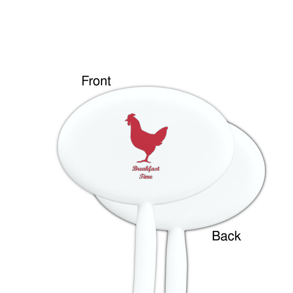 Barbeque White Plastic 7" Stir Stick - Single Sided - Oval - Front & Back