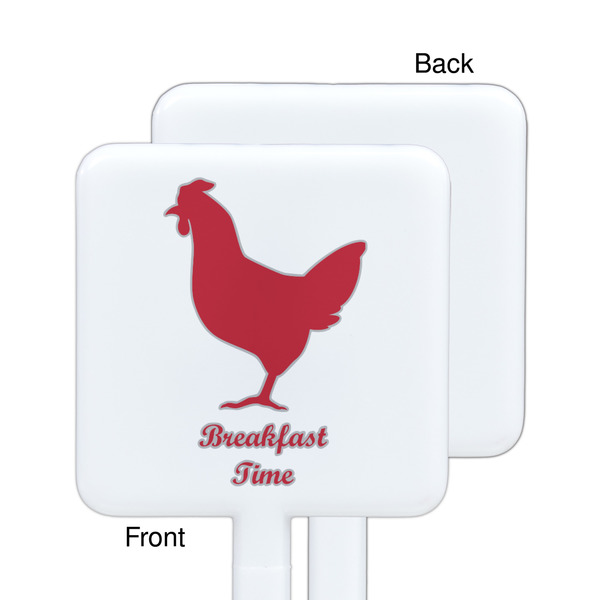 Barbeque White Plastic Stir Stick - Single Sided - Square - Approval