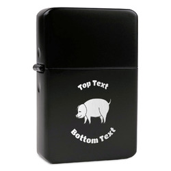 Barbeque Windproof Lighter - Black - Single Sided & Lid Engraved (Personalized)