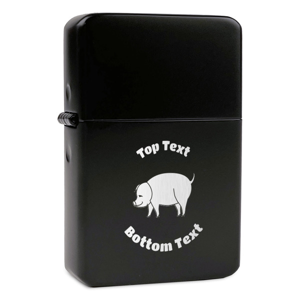 Custom Barbeque Windproof Lighter - Black - Single Sided & Lid Engraved (Personalized)