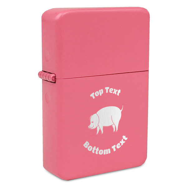 Custom Barbeque Windproof Lighter - Pink - Double Sided & Lid Engraved (Personalized)