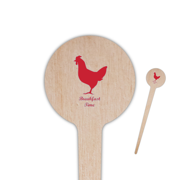 Custom Barbeque 4" Round Wooden Food Picks - Single Sided (Personalized)