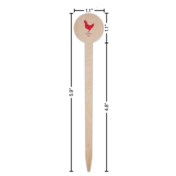 Barbeque Wooden 6" Food Pick - Round - Dimensions