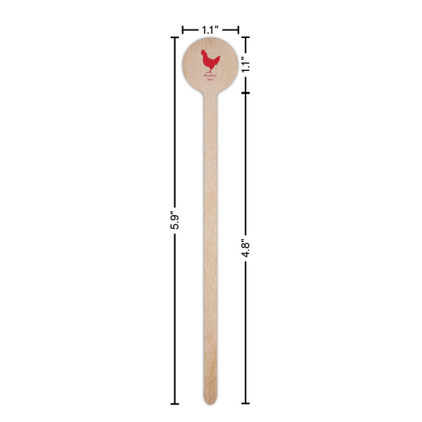 Barbeque Wooden 6" Stir Stick - Round - Dimensions