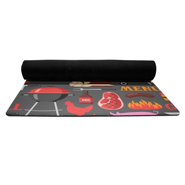 Barbeque Yoga Mat Rolled up Black Rubber Backing