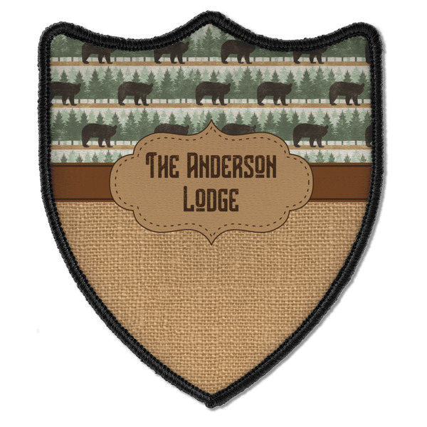 Custom Cabin Iron On Shield Patch B w/ Name or Text