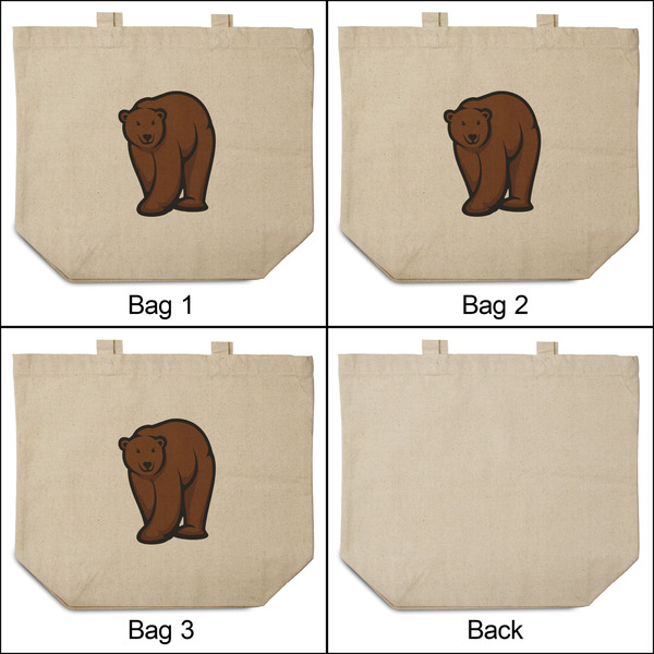 Cabin 3 Reusable Cotton Grocery Bags - Front & Back View