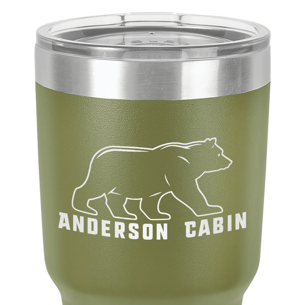 Cabin 30 oz Stainless Steel Ringneck Tumbler - Olive - Close Up