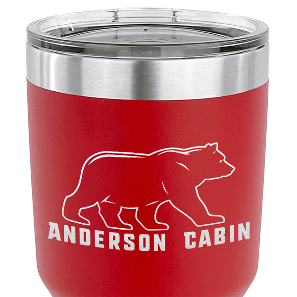 Cabin 30 oz Stainless Steel Ringneck Tumbler - Red - CLOSE UP