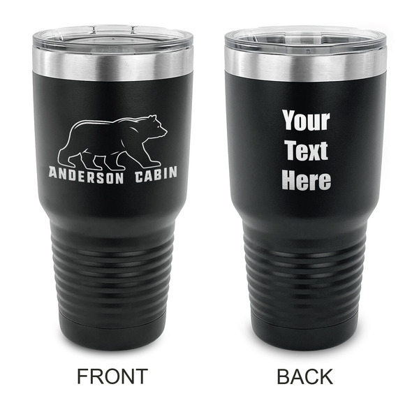 Custom Cabin 30 oz Stainless Steel Tumbler - Black - Double Sided (Personalized)