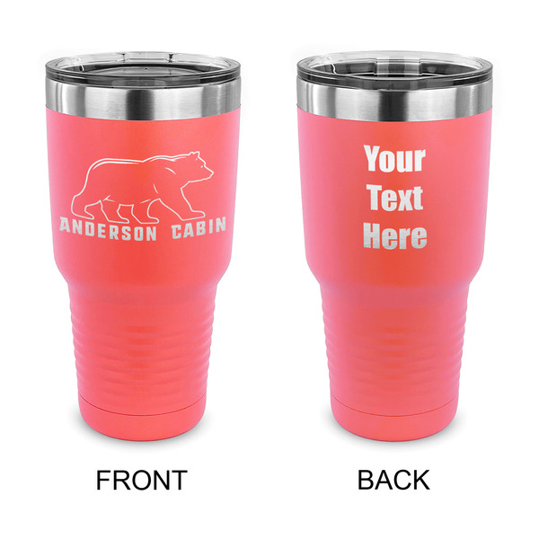 Custom Cabin 30 oz Stainless Steel Tumbler - Coral - Double Sided (Personalized)