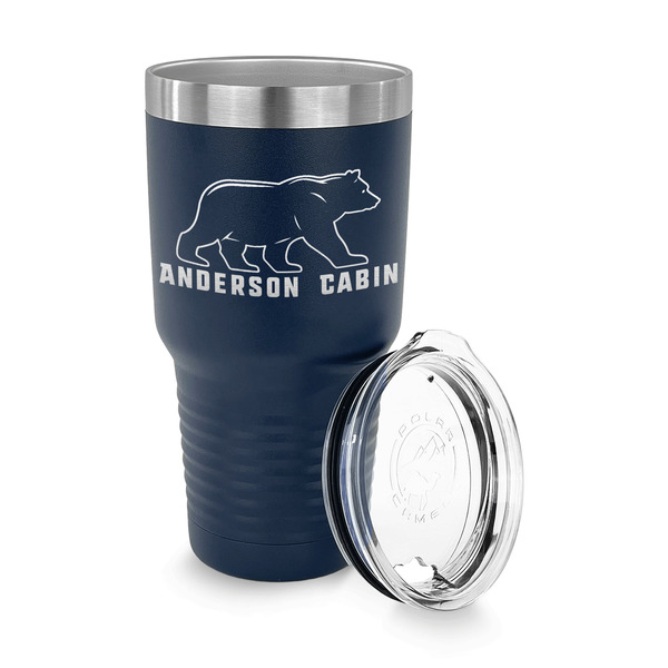 Cabin 30 oz Stainless Steel Ringneck Tumblers - Navy - LID OFF