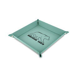 Cabin 6" x 6" Teal Faux Leather Valet Tray (Personalized)