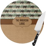 Cabin Round Glass Cutting Board - Small (Personalized)