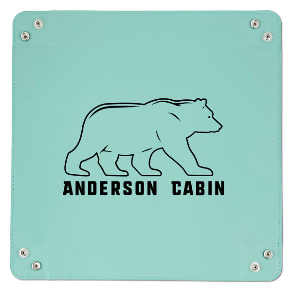Cabin 9" x 9" Teal Leatherette Snap Up Tray - APPROVAL