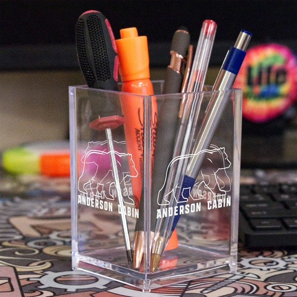 Cabin Acrylic Pen Holder - In Context