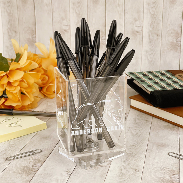 Cabin Acrylic Pencil Holder - IN CONTEXT