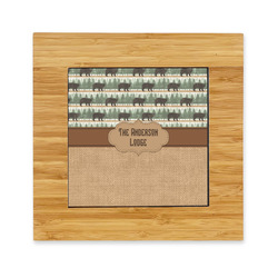 Cabin Bamboo Trivet with Ceramic Tile Insert (Personalized)