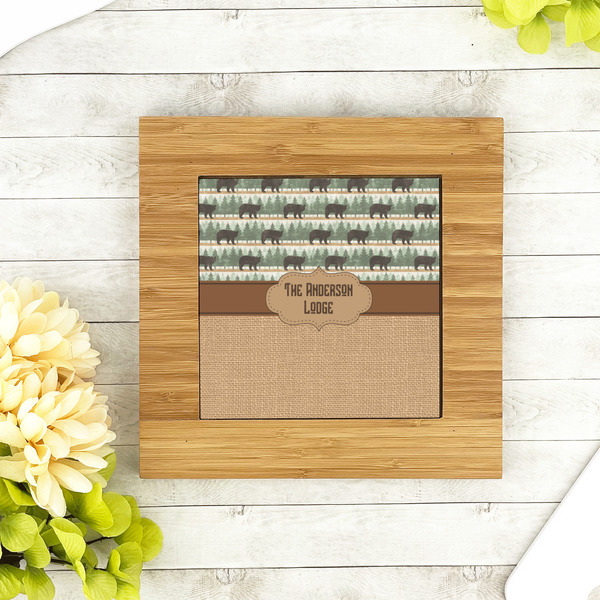 Cabin Bamboo Trivet with 6" Tile - LIFESTYLE