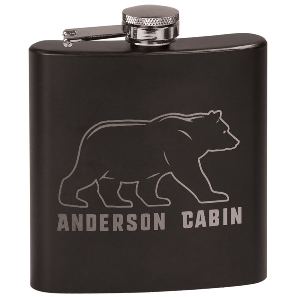 Custom Cabin Black Flask Set (Personalized)