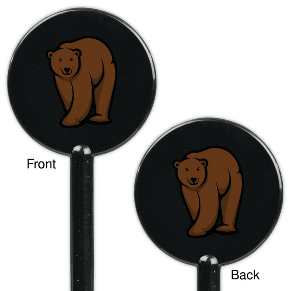 Cabin Black Plastic 5.5" Stir Stick - Double Sided - Round - Front & Back