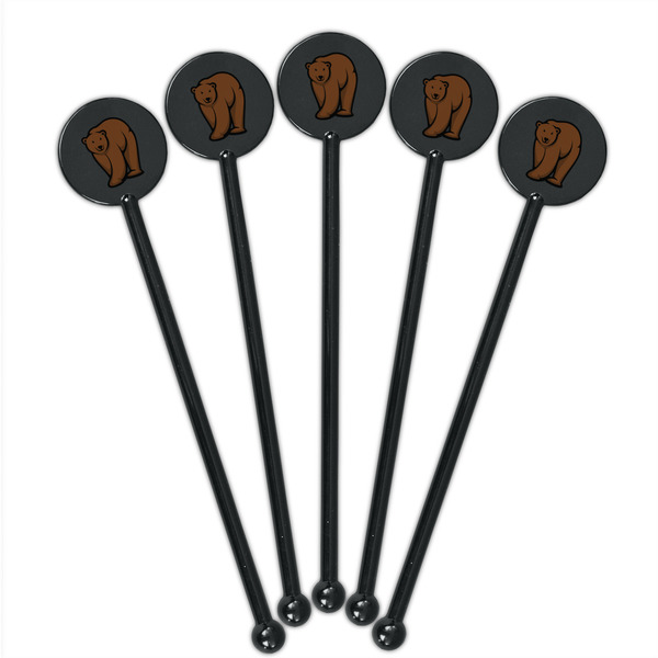 Cabin Black Plastic 5.5" Stir Stick - Round - Fan View