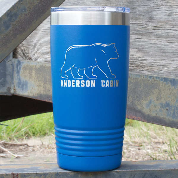Custom Cabin 20 oz Stainless Steel Tumbler - Royal Blue - Double Sided (Personalized)