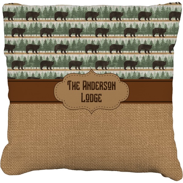 Custom Cabin Faux-Linen Throw Pillow 16" (Personalized)