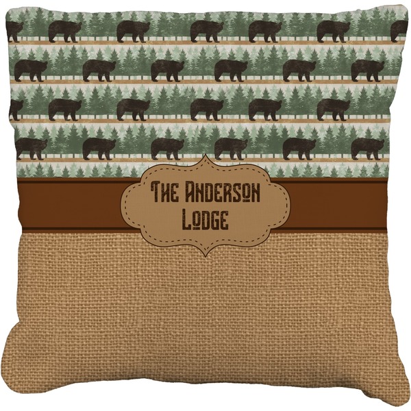 Custom Cabin Faux-Linen Throw Pillow 18" (Personalized)