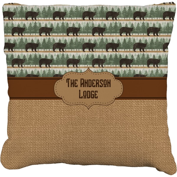 Custom Cabin Faux-Linen Throw Pillow 26" (Personalized)