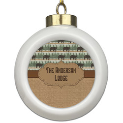 Cabin Ceramic Ball Ornament (Personalized)
