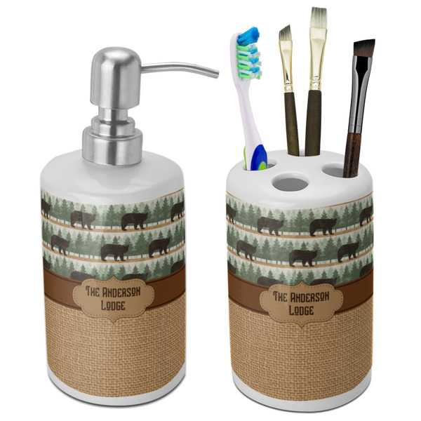Custom Cabin Ceramic Bathroom Accessories Set (Personalized)