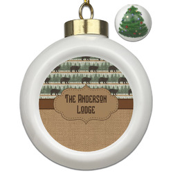 Cabin Ceramic Ball Ornament - Christmas Tree (Personalized)