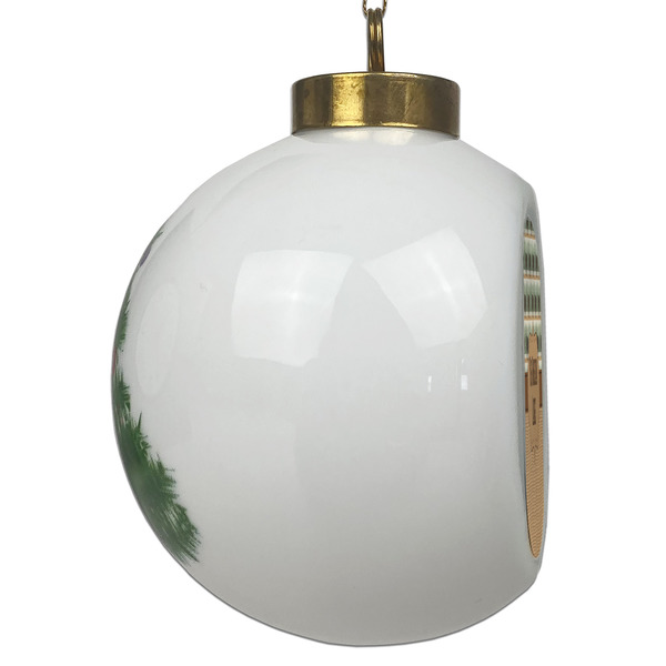 Cabin Ceramic Christmas Ornament - Xmas Tree (Side View)