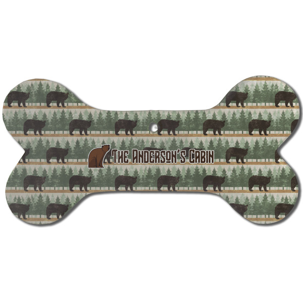 Cabin Ceramic Flat Ornament - Bone Front