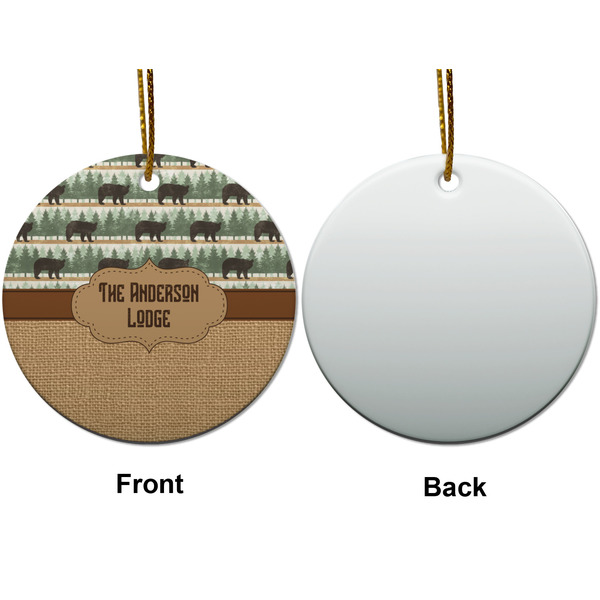 Cabin Ceramic Flat Ornament - Circle Front & Back (APPROVAL)