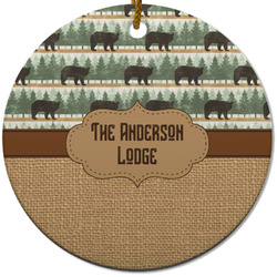 Cabin Round Ceramic Ornament w/ Name or Text